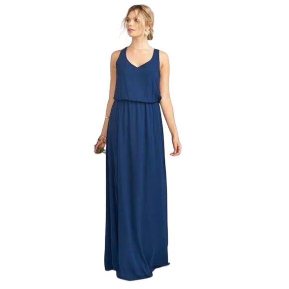 Show Me Your MuMu Dresses & Skirts - NWT Show Me Your Mumu Kendall Soft V-Back Maxi Gown Dress XS Rich Navy Blue